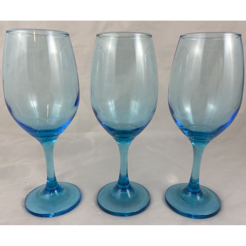 Cristar Sky Blue Rioja Wine Glasses 8" Set Of 3 Colombia 13 oz